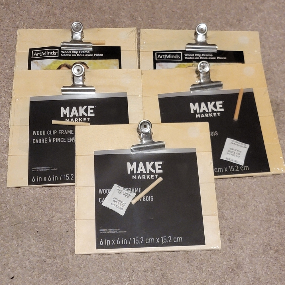 Lot Of 5 Wood Clip Board Frame Photo Frame 6 x 6 inch Photo NEW